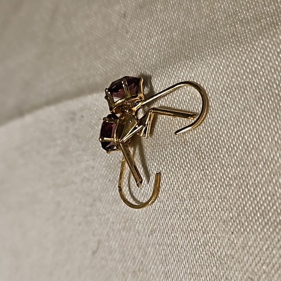 Gold-tone Lavender Rhinestone Dangle Earrings - Picture 5 of 7